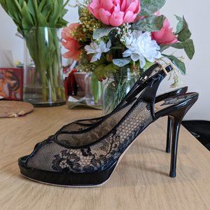 Jimmy Choo Nova Lace Platform Slingback 37